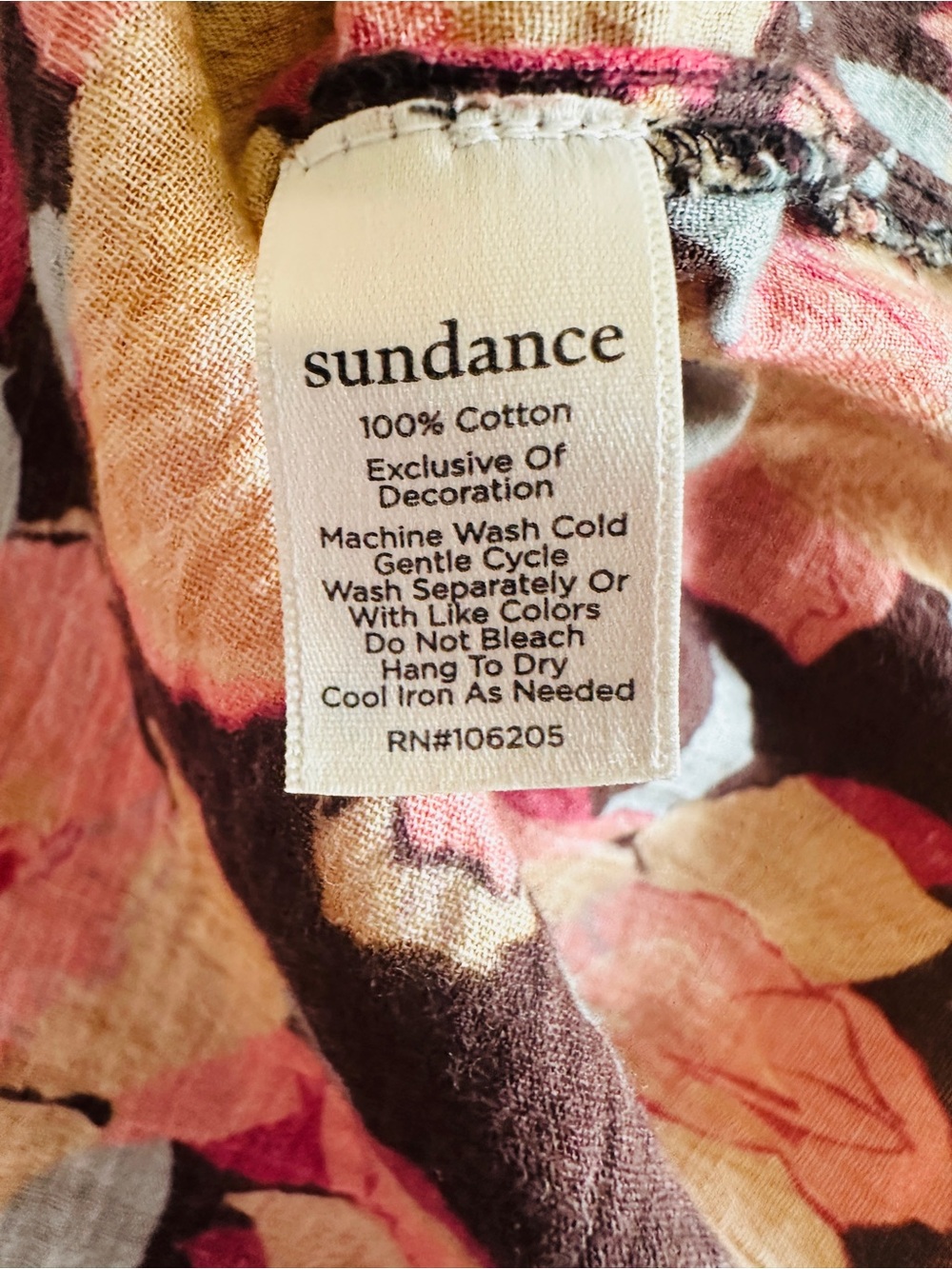 Sundance Floral Smocked Peasant style Tunic in Yellow, Pink & Teal on Black - Picture 9 of 9